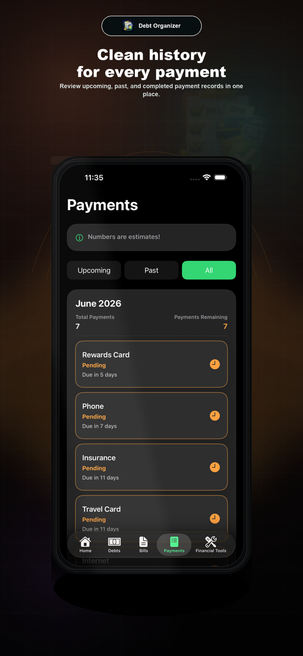 Debt Organizer payment history App Store preview