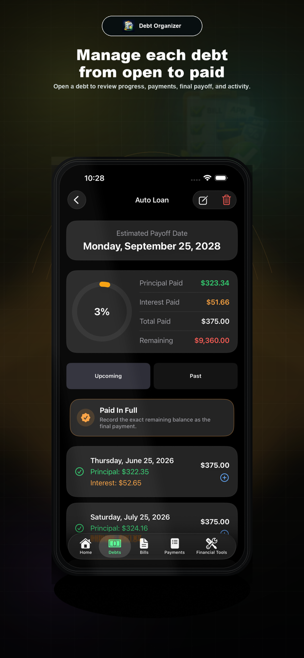 Debt Organizer debt details App Store preview
