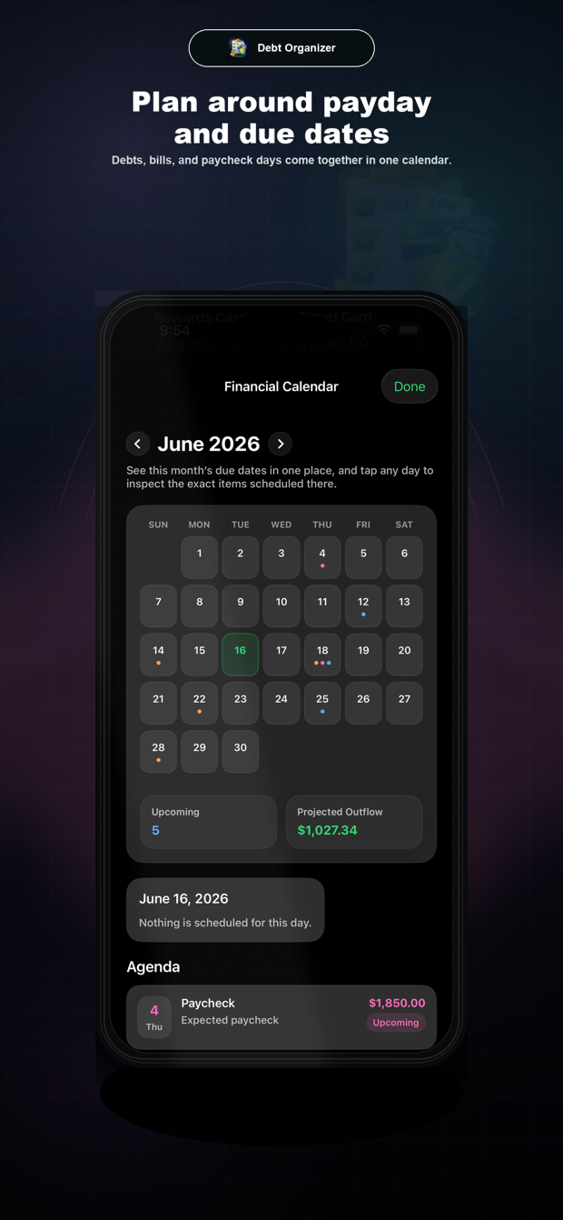 Debt Organizer financial calendar App Store preview