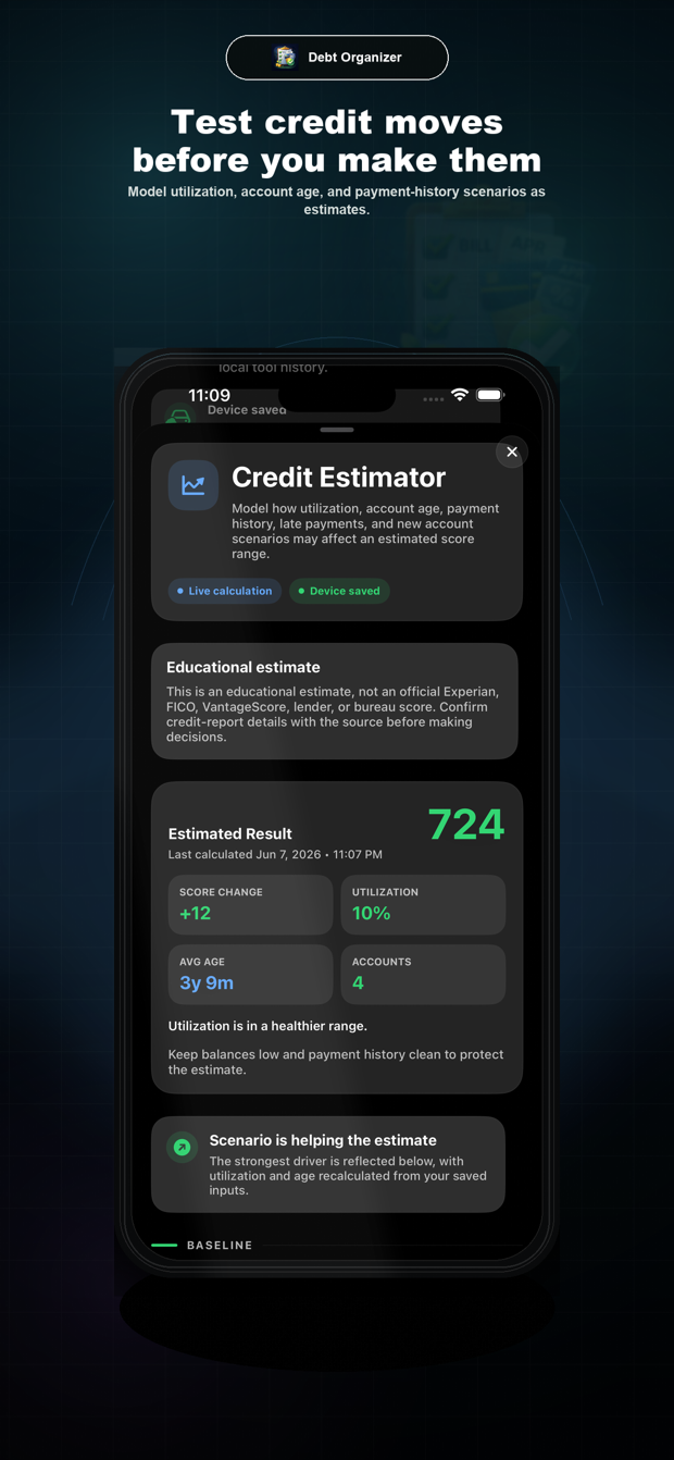 Debt Organizer Credit Estimator App Store preview